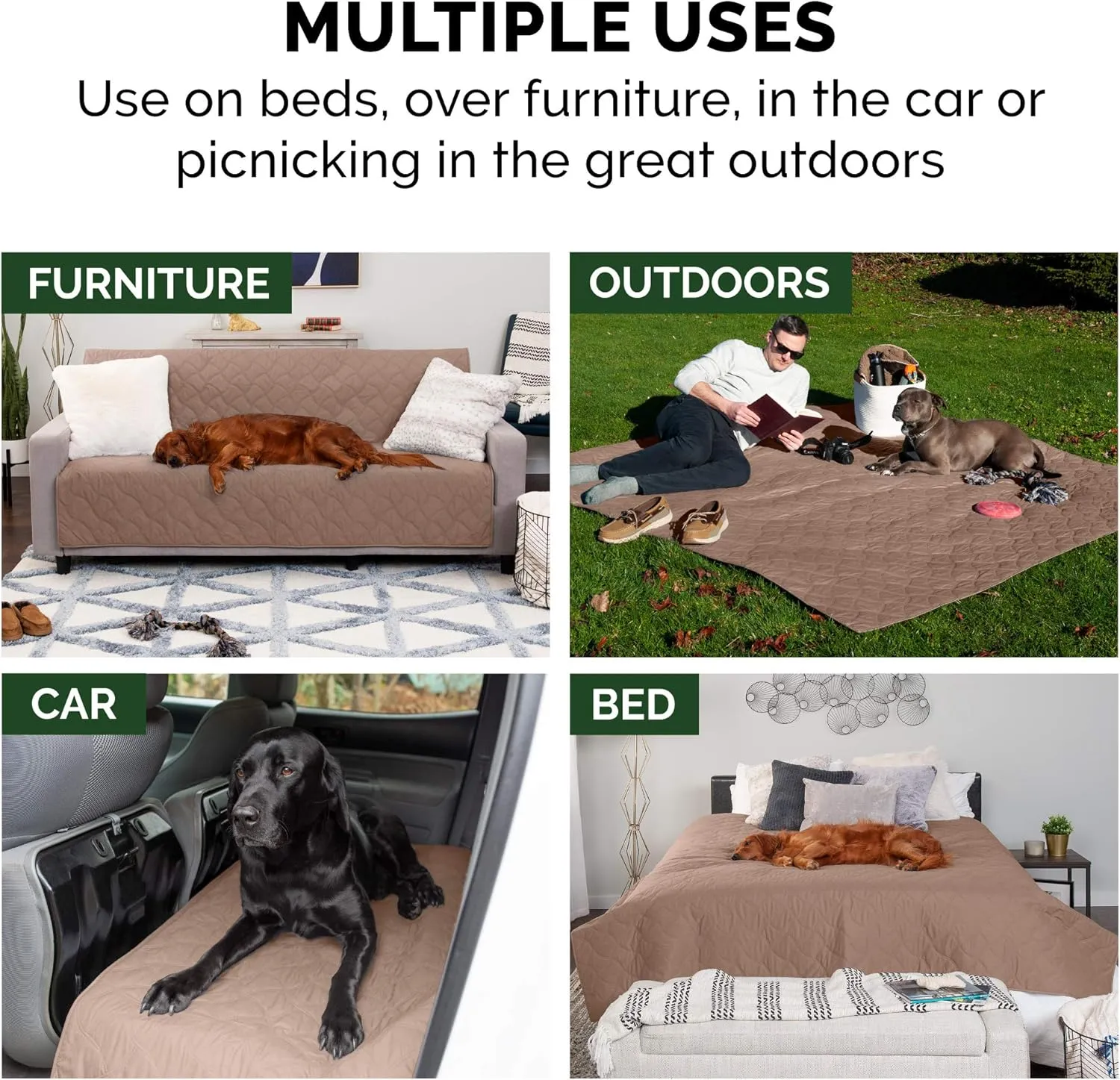 Furhaven Waterproof & Non-Slip Twin Size Mattress Cover Protector for Dogs & Cats, Washable, For Beds, Couches, & Car Seats - Quilted Twill Blanket Mattress Cover - Brownstone, Small/Twin Size