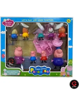 G.FIDEL Peppa Pig Family Set of 9 Best Gift for Kids - Peppa Pig, George, Daddy Pig, Mommy Pig, Granny Pig, Grandpa Pig,Soft Rubber face