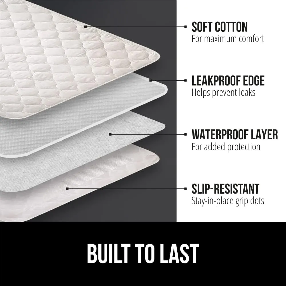 GORILLA GRIP Washable Underpads, Waterproof Reusable Heavy Absorbency Incontinence Bed Pads, Leak Proof Toddler Mattress Pad, 52x34 4 Pack, Slip Resistant for Bedwetting, Adults and Kids, White