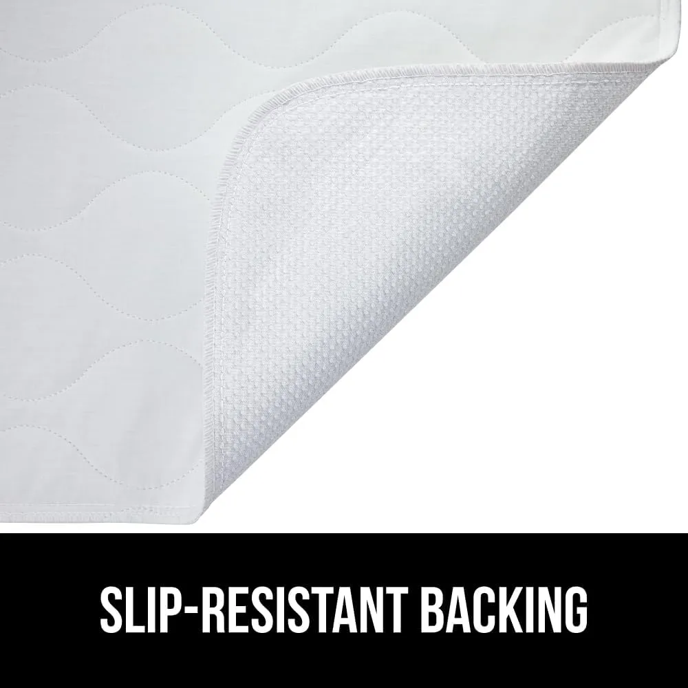 GORILLA GRIP Washable Underpads, Waterproof Reusable Heavy Absorbency Incontinence Bed Pads, Leak Proof Toddler Mattress Pad, 52x34 4 Pack, Slip Resistant for Bedwetting, Adults and Kids, White
