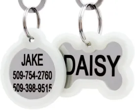 GoTags Personalized Dog Tags in Stainless Steel, Includes Glow in The Dark Tag Silencer to Reduce Noise and Protect Tag and Engraving, No Noise, Quiet Pet Tags, 2 Side Engraving, (Heart Shape)
