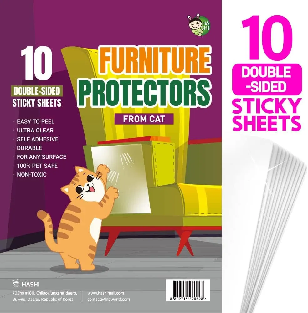 HA SHI Cat Scratch Protector  Furniture Shield Sheets or Sticky Tape, Large Coverage, Pet Safe (Double-Sided)