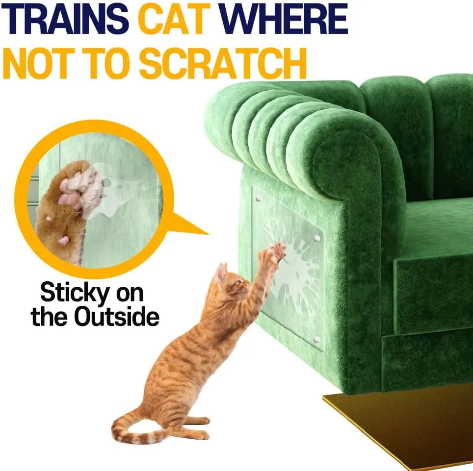 HA SHI Cat Scratch Protector  Furniture Shield Sheets or Sticky Tape, Large Coverage, Pet Safe (Double-Sided)