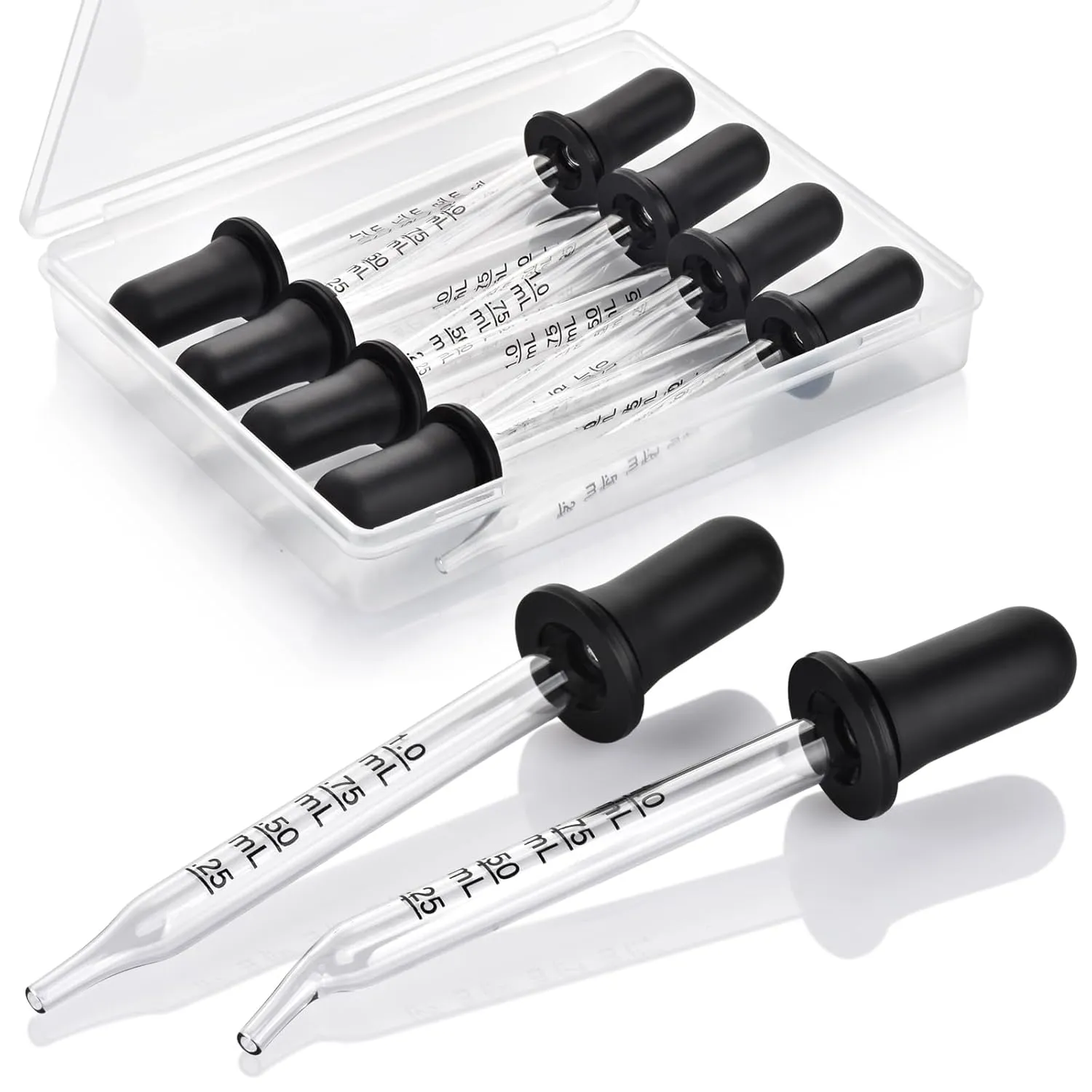 Herain 8 Pack Glass Pipette Dropper, Ear and Eye Dropper Bent & Straight Tips, 1 ml Droppers for Essential Oils, Lab, Crafts, Measuring and Transferring a Variety of Liquids