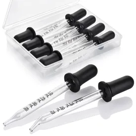 Herain 8 Pack Glass Pipette Dropper, Ear and Eye Dropper Bent & Straight Tips, 1 ml Droppers for Essential Oils, Lab, Crafts, Measuring and Transferring a Variety of Liquids