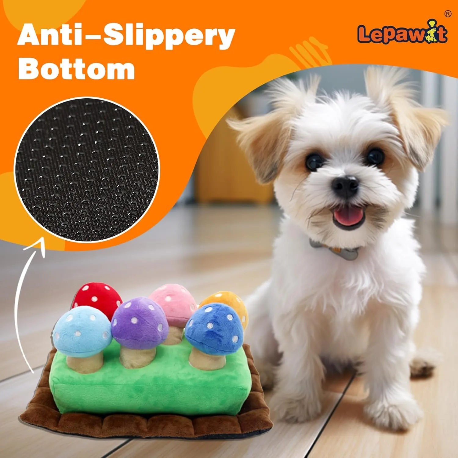 Hide and Seek Dog Toys, Squeaky Interactive Puzzle Dog Toys for Boredom and Stimulation, Dog Enrichment Toys for Small and Medium Dogs (Mushrooms, Pack of 7)