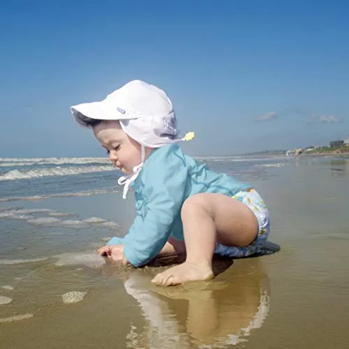 i play. Baby Flap Sun Protection Swim Hat, White, 9-18 Months