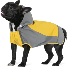 IECOii Dog Raincoat,Waterproof Rain Jacket for Medium Dogs,Adjustable Pet Rain Coat with Magic Sticker Closure,Reflective Doggy Raincoat with Hood,Perfect for Night Walking,Yellow,M