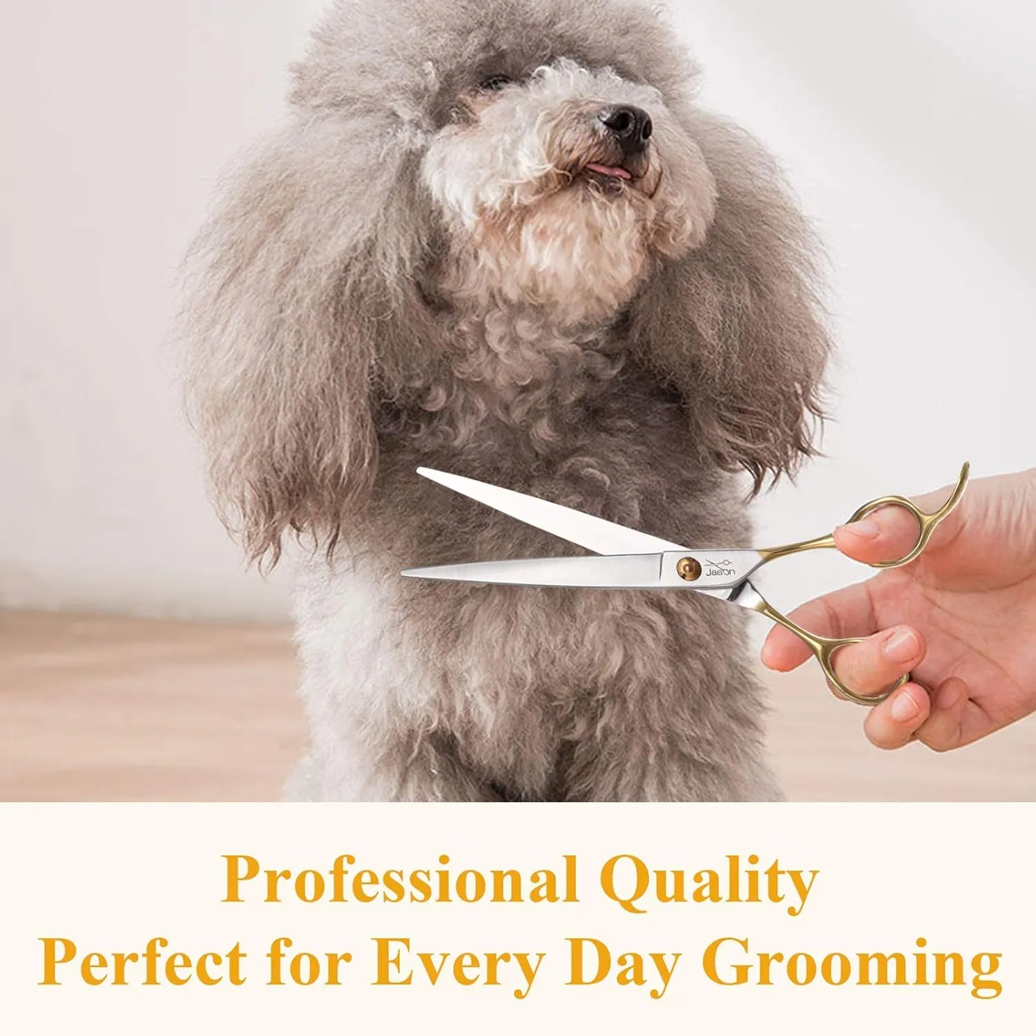 JASON 7.5" Dog Grooming Scissors Cats Trimming Shears Professional Pets Scissor Kit for Right Handed Groomers Gold Sharp Shear