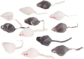 JTLB Cat Toy Mouse - 12 Rabbit Fur 14104 12pcs Small Plush Funny Fake Mouse for Kitten