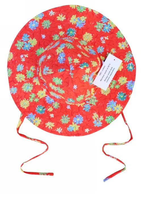Kids Kaper sun hats - red flower