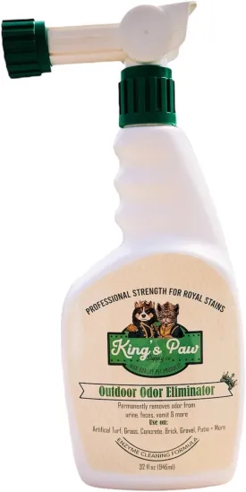 King's Paw Outdoor Odor Eliminator - Powerful Pet, Cat, Dog and Animal Scent Deodorizer for Yard, Turf, Kennels, Cement, Patios, Decks 32 oz.