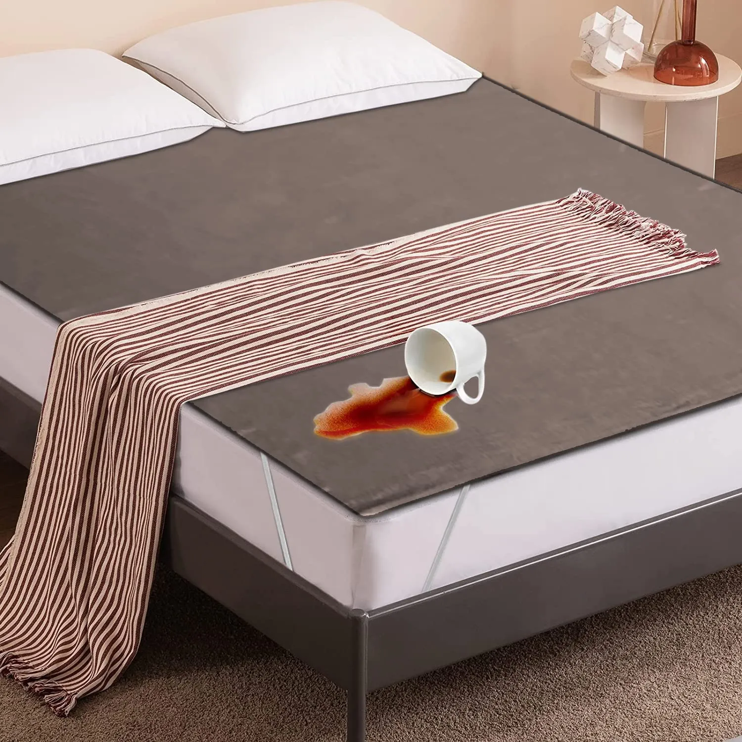 Kuber Industries PVC Waterproof/Dustproof Double Bed Mattress Protector, 72"x76" (Brown)