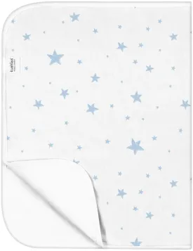 Kushies Baby Deluxe Flat Waterproof Changing Pad Liners, 20 x 30", White w/Blue Stars