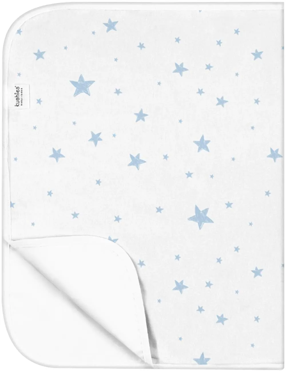 Kushies Baby Deluxe Flat Waterproof Changing Pad Liners, 20 x 30", White w/Blue Stars