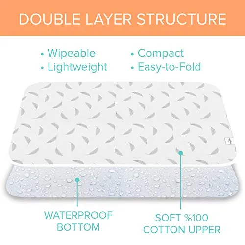 Kushies Deluxe Waterproof Changing Pad Liners - 20 x 30 inches Baby Changing Table Liners - Baby Changing Pads - Diaper Changing Flat Liner Pad Waterproof Portable (Grey Scribble)