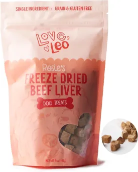 Love Leo Freeze Dried Beef Liver Dog Treats - Fill Their Bellies with Love Healthy Pet Training Treats - All Natural, Single Ingredient, High Protein - 4oz
