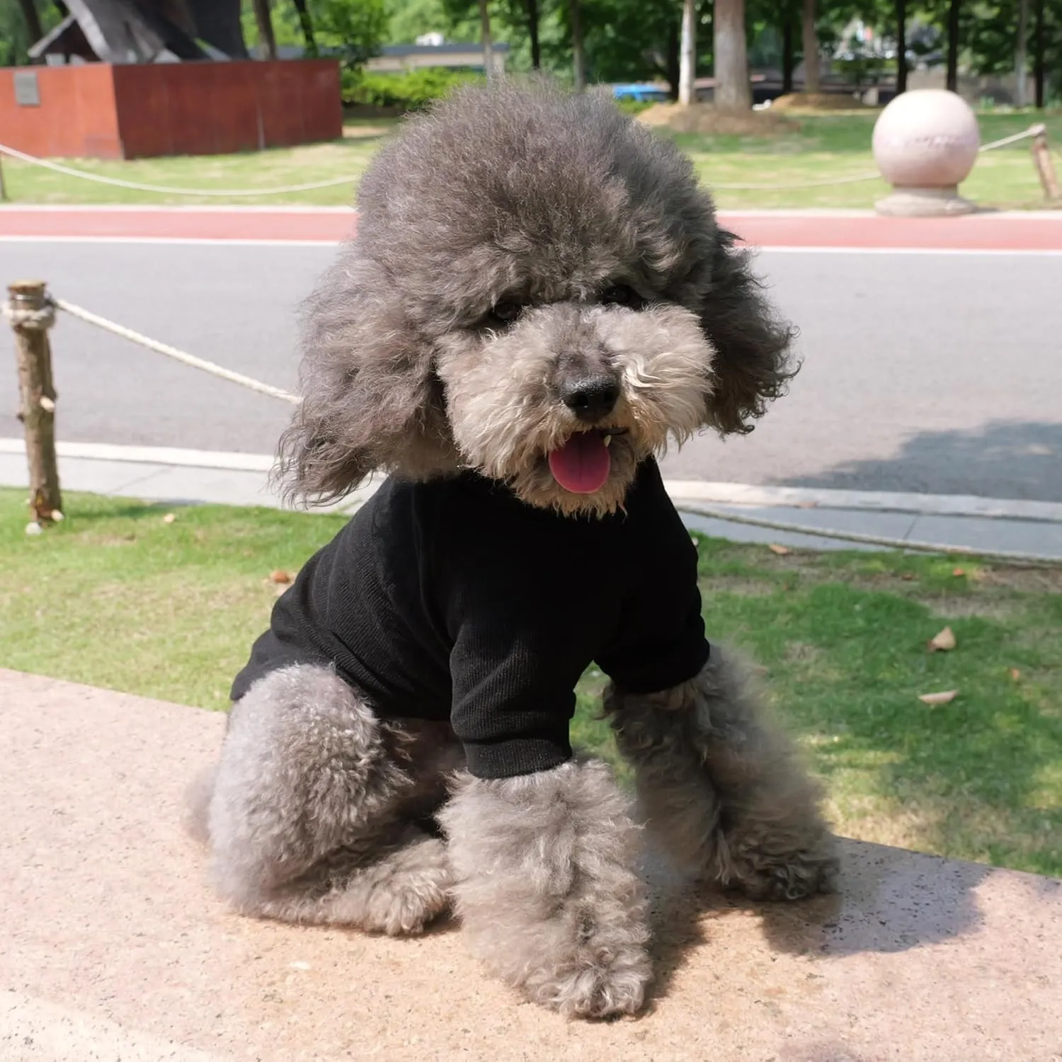 Lovelonglong Ribbed Dog T-Shirt Cotton Knitted Dog Sweaters for All Season Pet T-Shirts for Large Medium Small Dogs Black 3XL