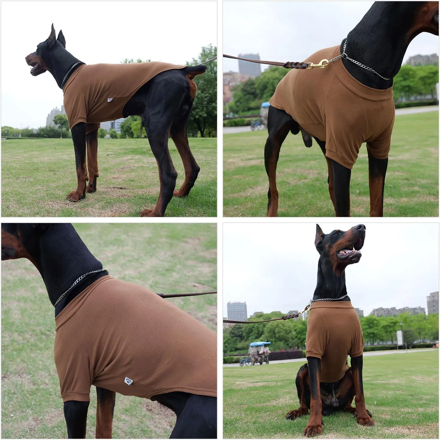 Lovelonglong Ribbed Dog T-Shirt Cotton Knitted Dog Sweaters for All Season Pet T-Shirts for Large Medium Small Dogs Coffee 3XL