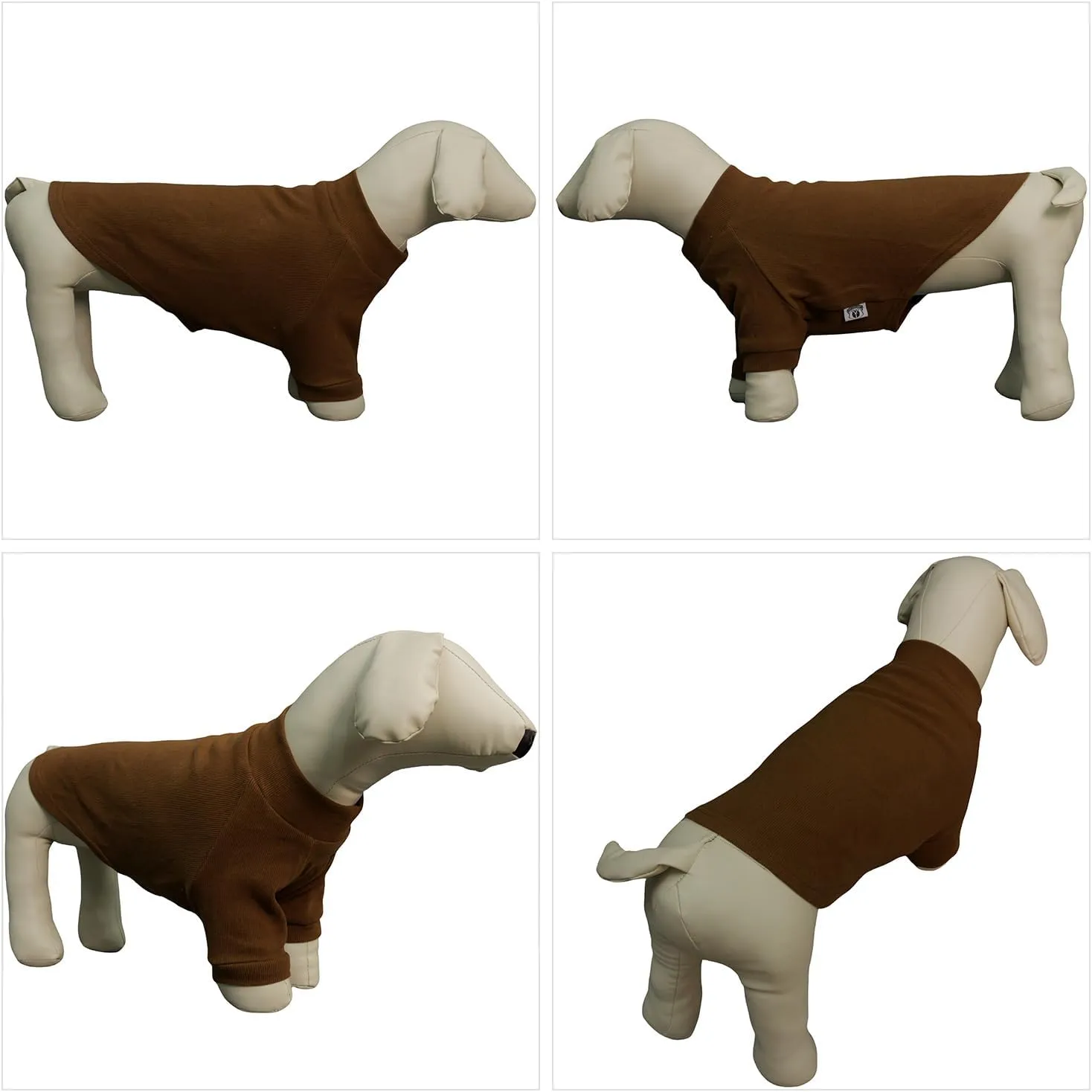 Lovelonglong Ribbed Dog T-Shirt Cotton Knitted Dog Sweaters for All Season Pet T-Shirts for Large Medium Small Dogs Coffee 3XL