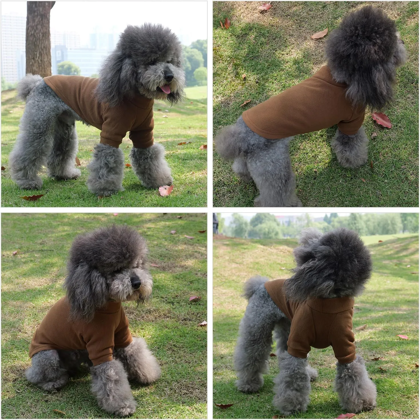 Lovelonglong Ribbed Dog T-Shirt Cotton Knitted Dog Sweaters for All Season Pet T-Shirts for Large Medium Small Dogs Coffee 3XL
