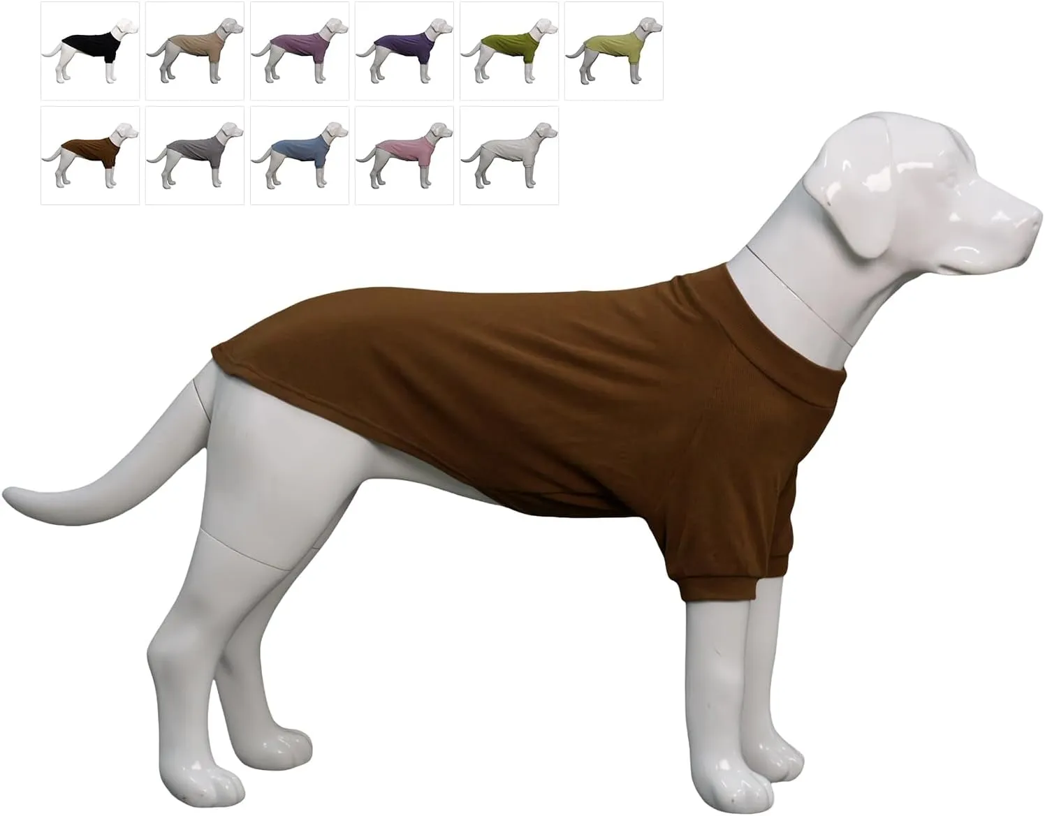 Lovelonglong Ribbed Dog T-Shirt Cotton Knitted Dog Sweaters for All Season Pet T-Shirts for Large Medium Small Dogs Coffee 3XL