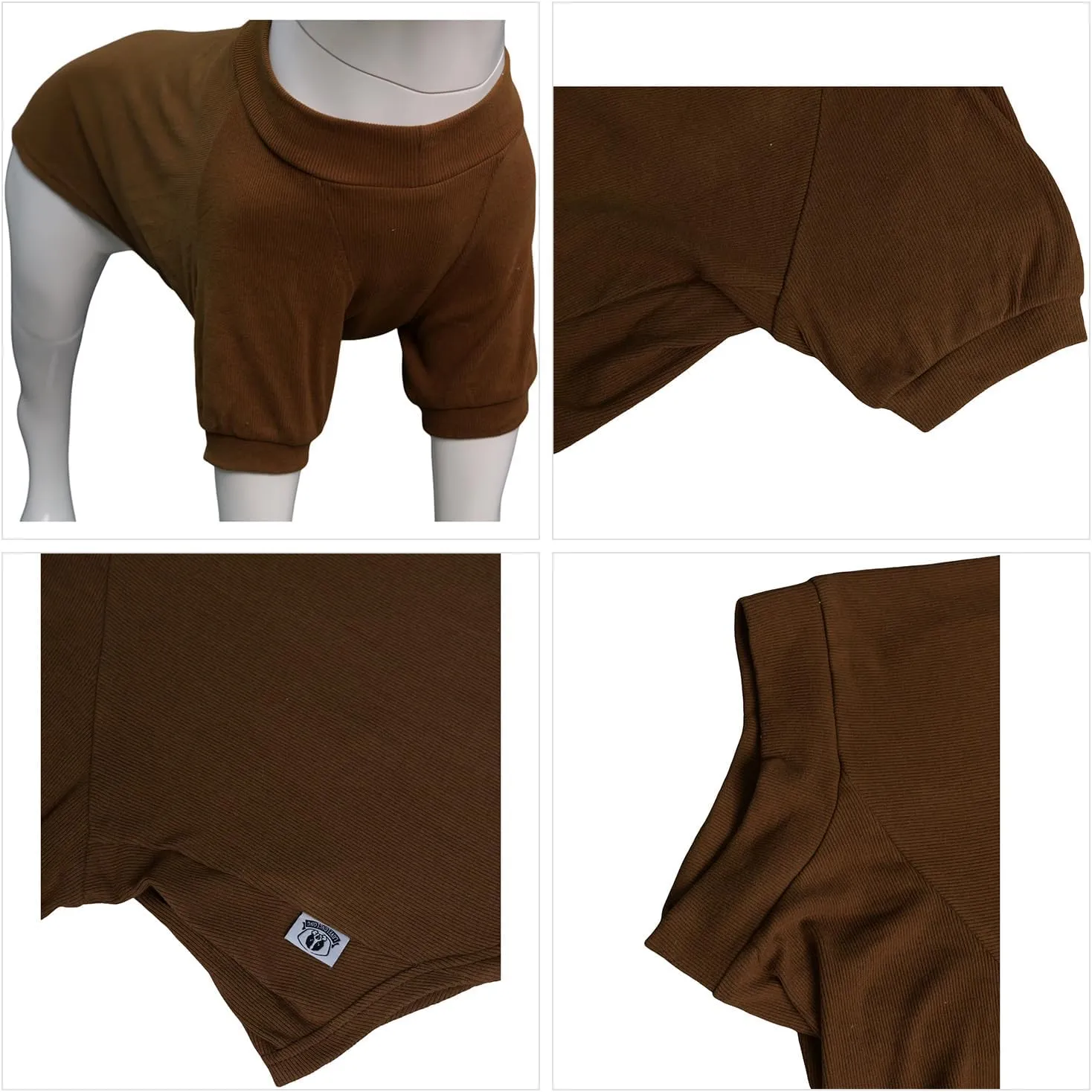 Lovelonglong Ribbed Dog T-Shirt Cotton Knitted Dog Sweaters for All Season Pet T-Shirts for Large Medium Small Dogs Coffee 3XL
