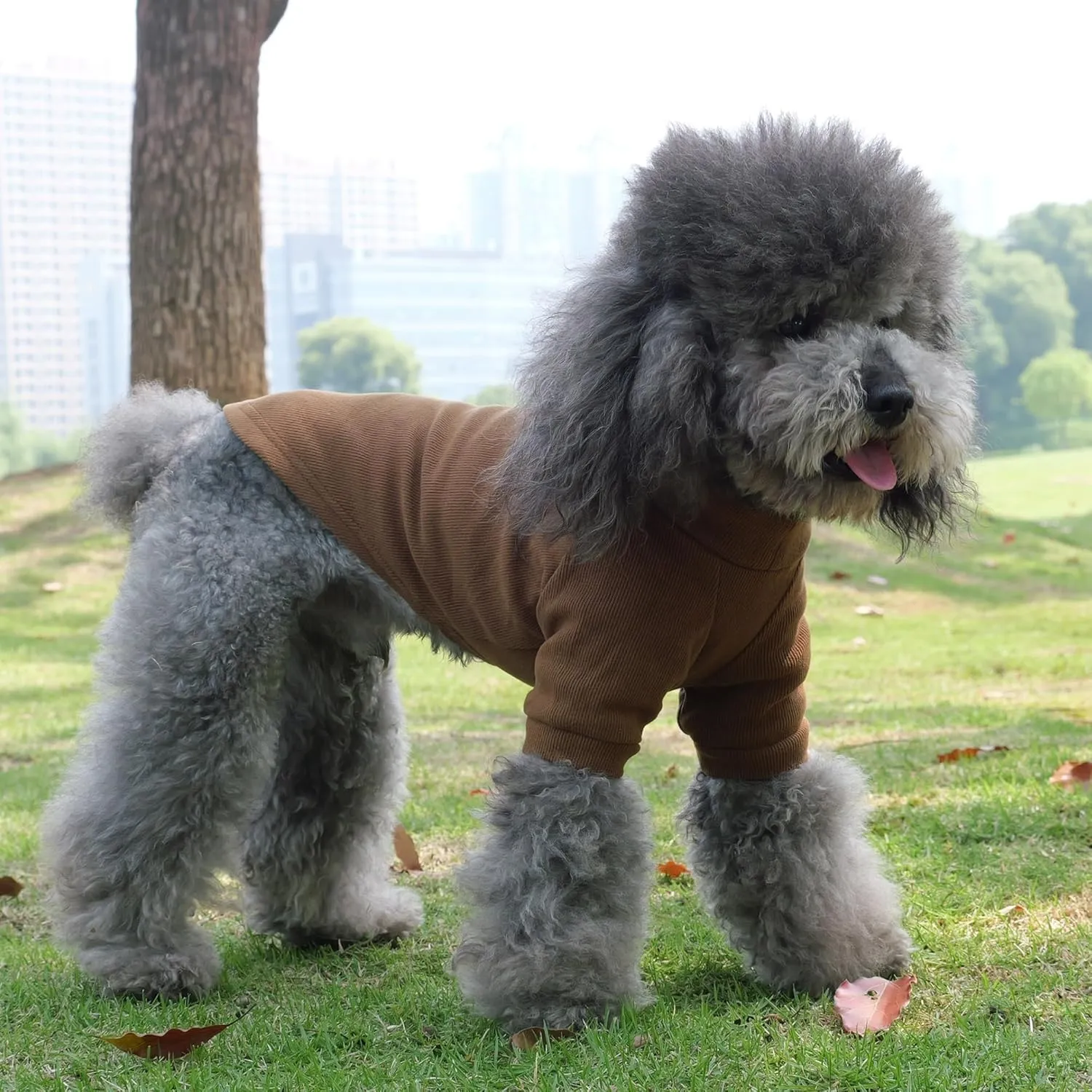 Lovelonglong Ribbed Dog T-Shirt Cotton Knitted Dog Sweaters for All Season Pet T-Shirts for Large Medium Small Dogs Coffee 3XL