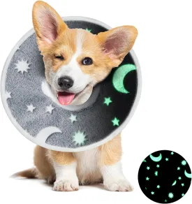 MABOZOO Adjustable Soft Dog Cone for Dogs After Surgery, Glow in The Dark Pet Recovery Collar for Dogs and Cats,Comfy Elizabethan Collar After Surgery for Prevent Biting Scratching(S)