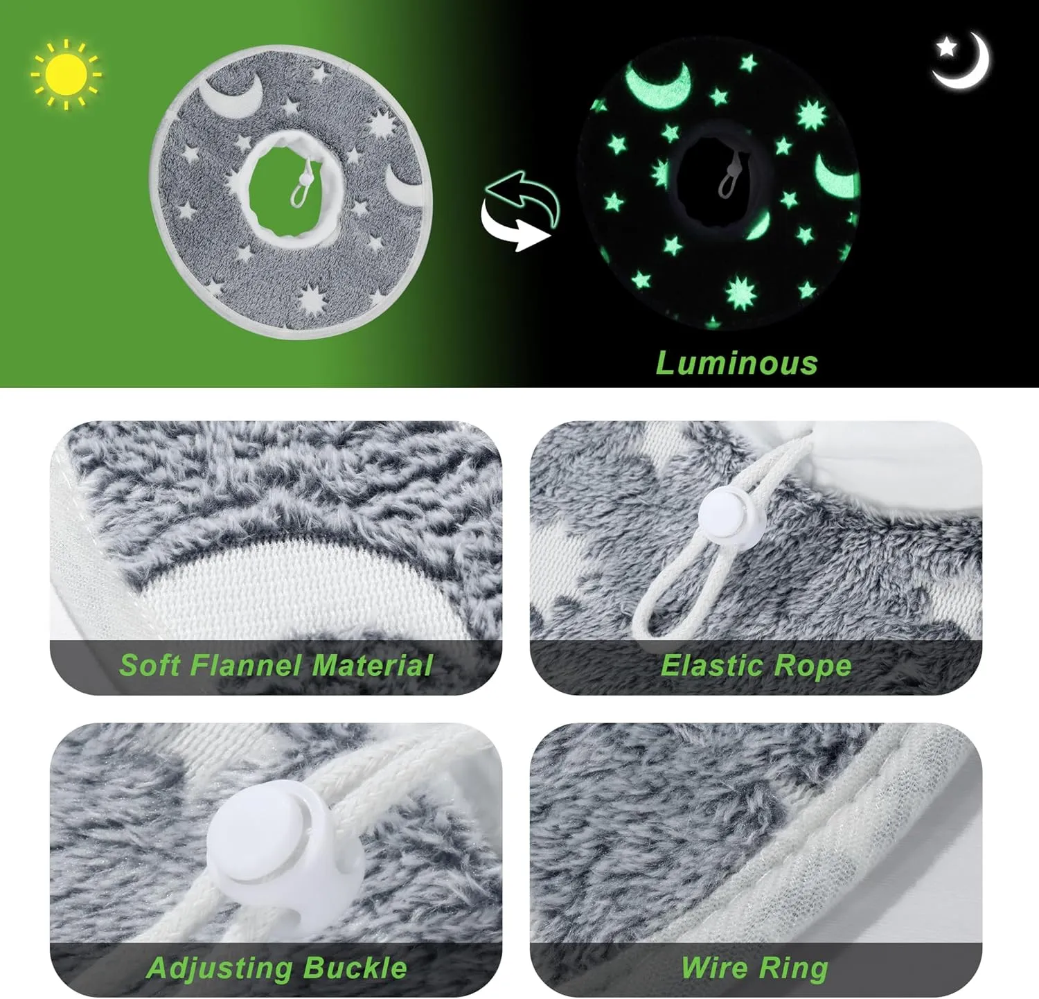 MABOZOO Adjustable Soft Dog Cone for Dogs After Surgery, Glow in The Dark Pet Recovery Collar for Dogs and Cats,Comfy Elizabethan Collar After Surgery for Prevent Biting Scratching(S)