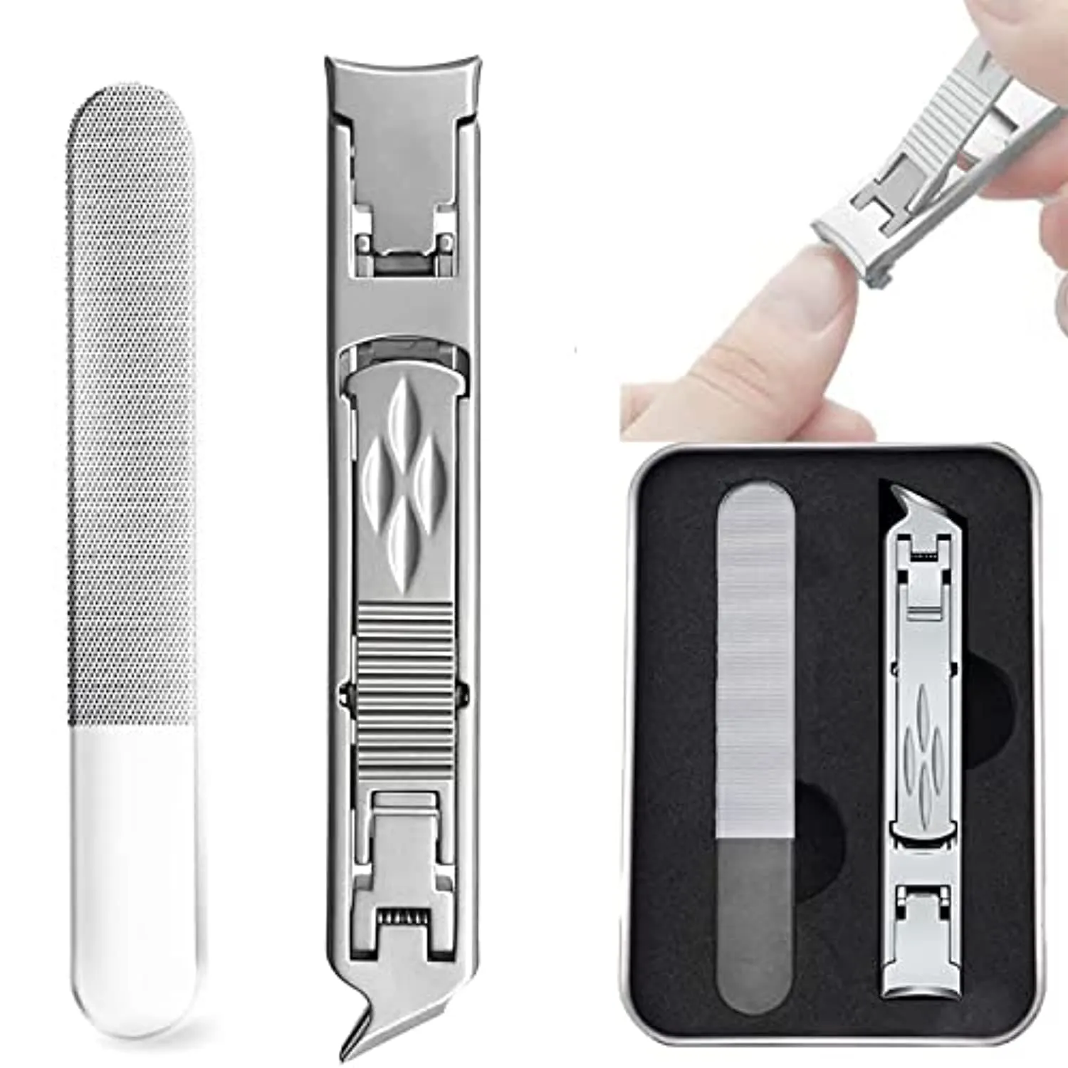 MODENCOOK Foldable Double-Ended Nail Clipper Tool,Anti Splash High Grade Nail Clipper