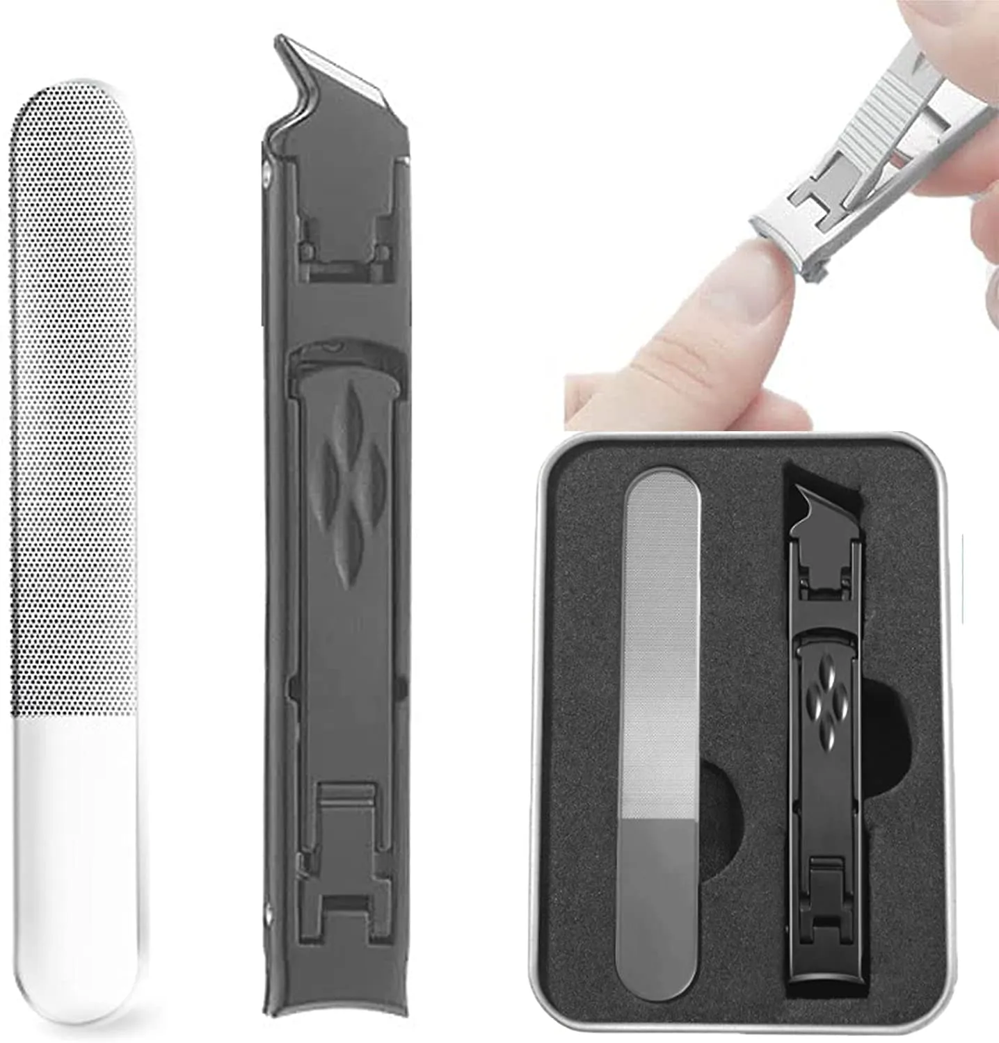 MODENCOOK Foldable Double-Ended Nail Clipper Tool,Anti Splash High Grade Nail Clipper