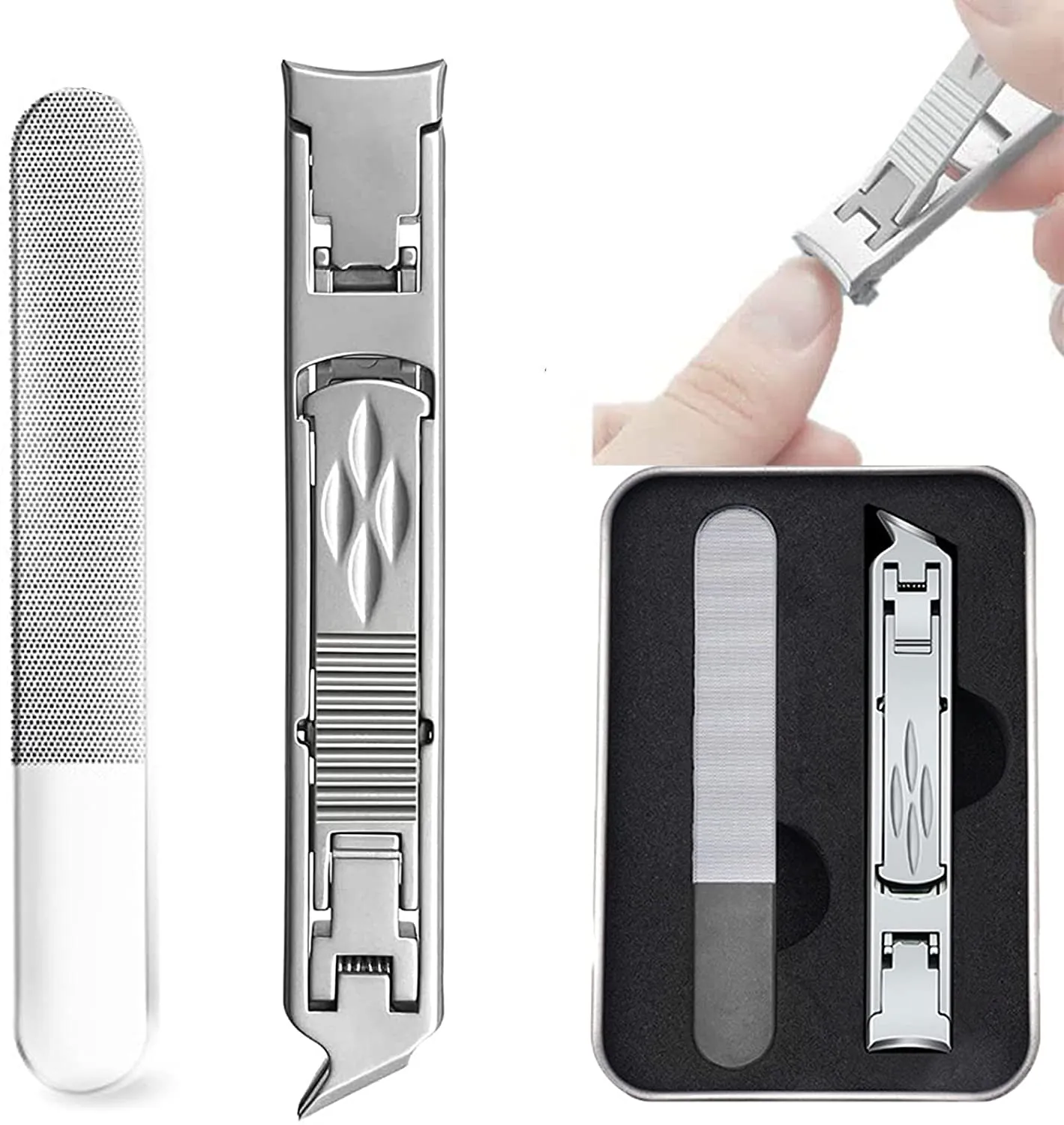 MODENCOOK Foldable Double-Ended Nail Clipper Tool,Anti Splash High Grade Nail Clipper