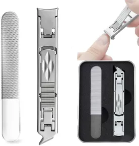 MODENCOOK Foldable Double-Ended Nail Clipper Tool,Anti Splash High Grade Nail Clipper