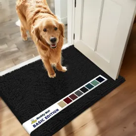 Muddy Mat Basic Dog Door Mat for Muddy Paws, Super Absorbent Microfiber, Non-Slip Indoor Mat, Quick-Dry Chenille Rug for Pets & Entryway, Machine Washable, Black 18" x 28"