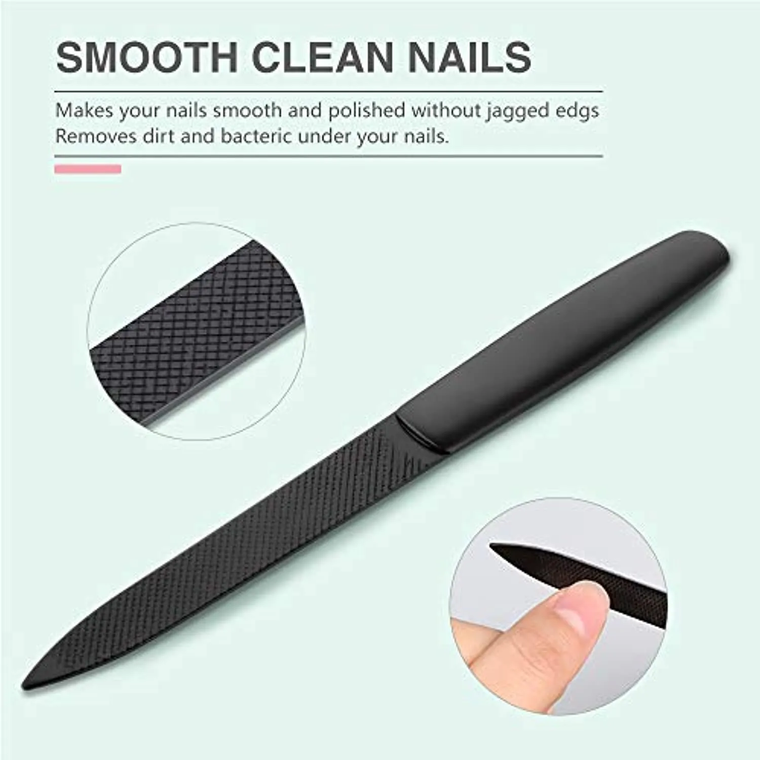 Nail Clipper Set of 4 Black Matte Stainless Steel,Toenails Clippers Nail File Sharp,Nail Cutter &slant edg Toenail Clipper with Leather Case Suitable for Gifts