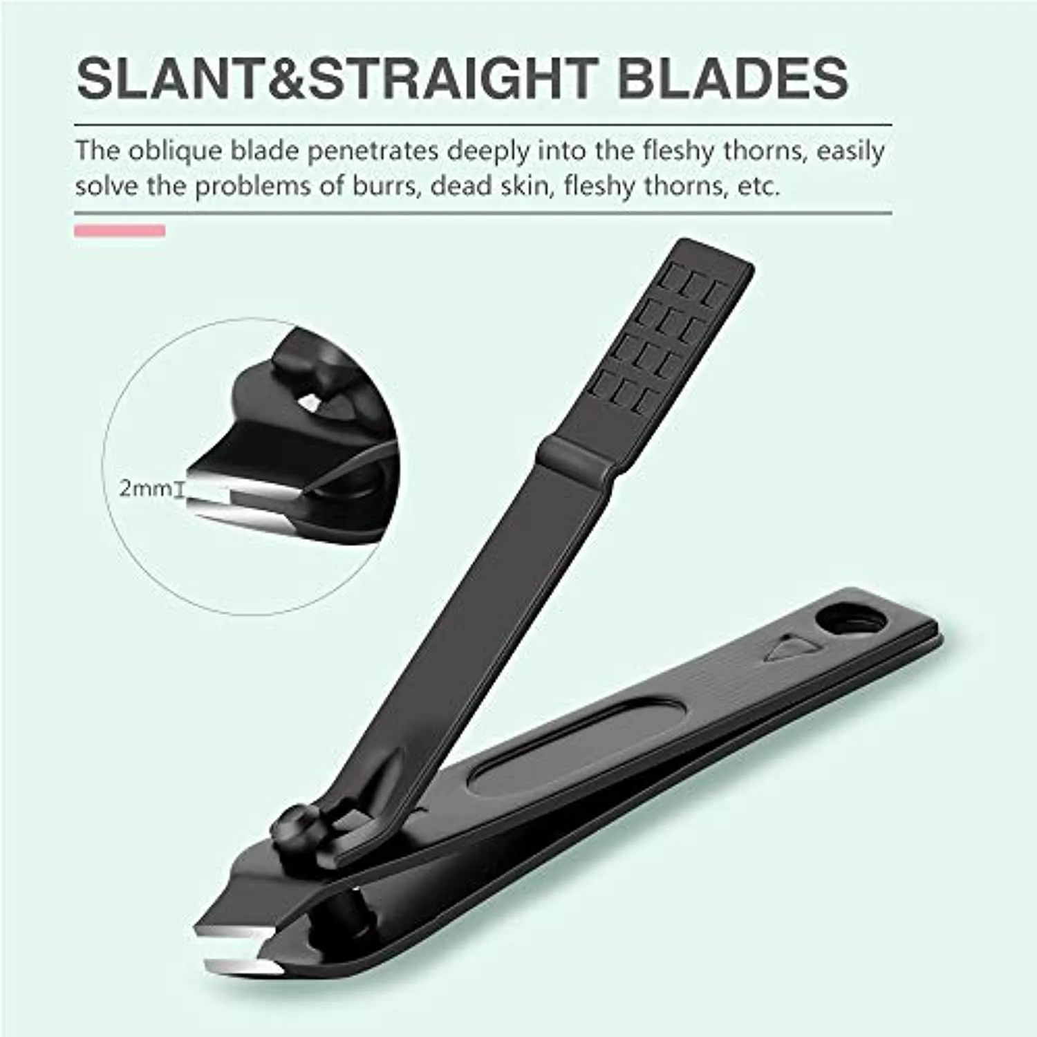 Nail Clipper Set of 4 Black Matte Stainless Steel,Toenails Clippers Nail File Sharp,Nail Cutter &slant edg Toenail Clipper with Leather Case Suitable for Gifts