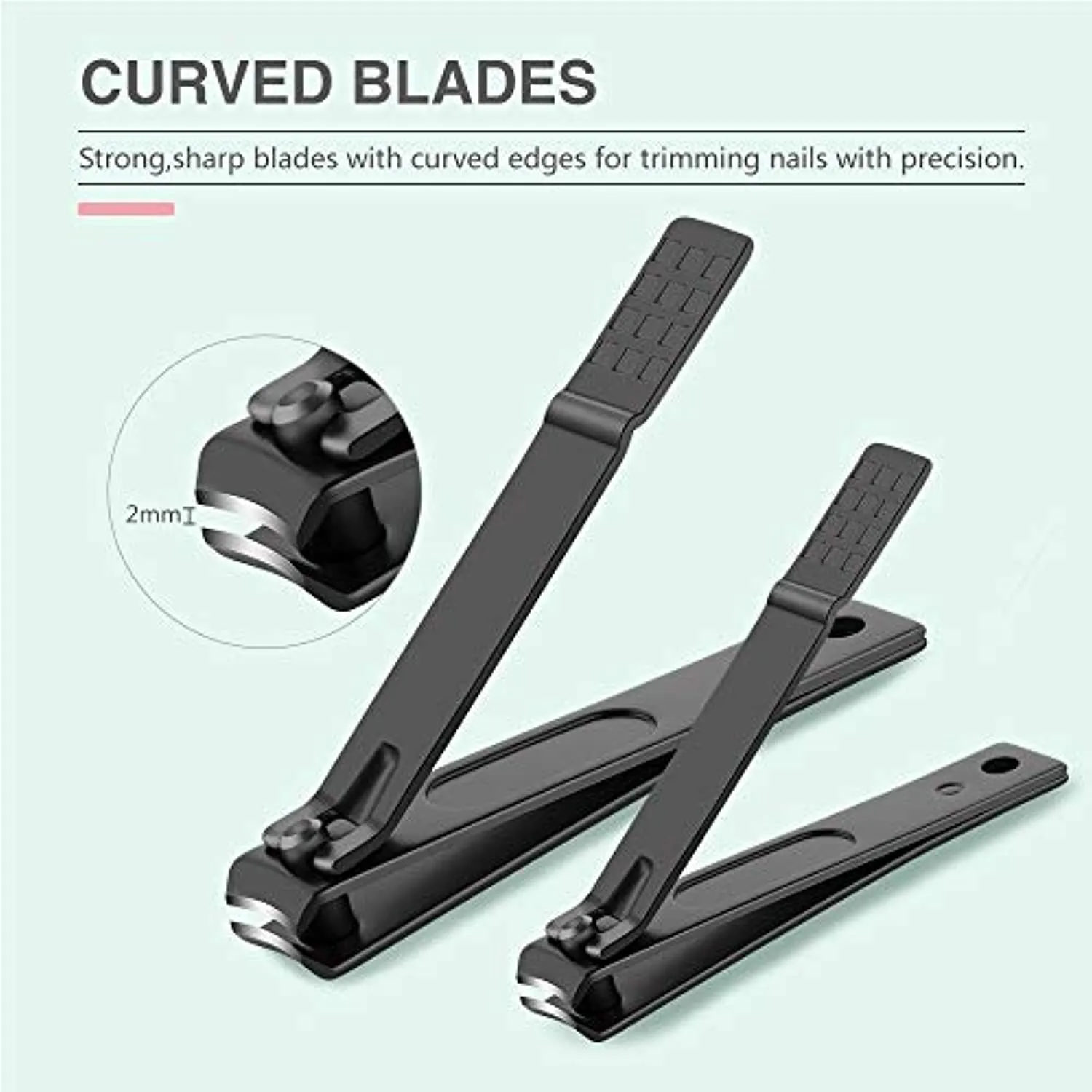 Nail Clipper Set of 4 Black Matte Stainless Steel,Toenails Clippers Nail File Sharp,Nail Cutter &slant edg Toenail Clipper with Leather Case Suitable for Gifts