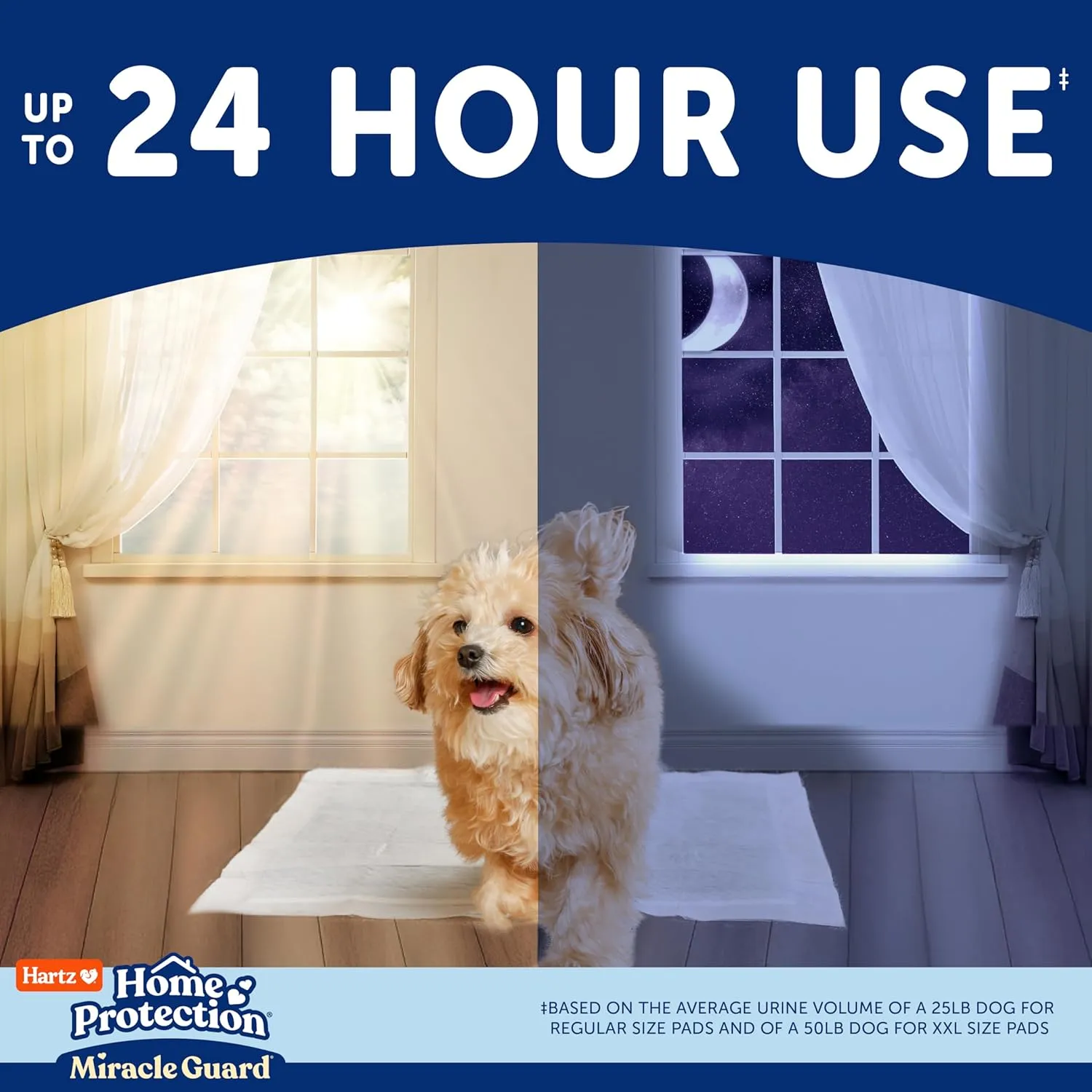 New! Hartz Home Protection Miracle Guard USA Made Dog Pads, Regular Size 25 Count, 3X Absorbency & 3X Longer use, Won't Leak and Odor Eliminating