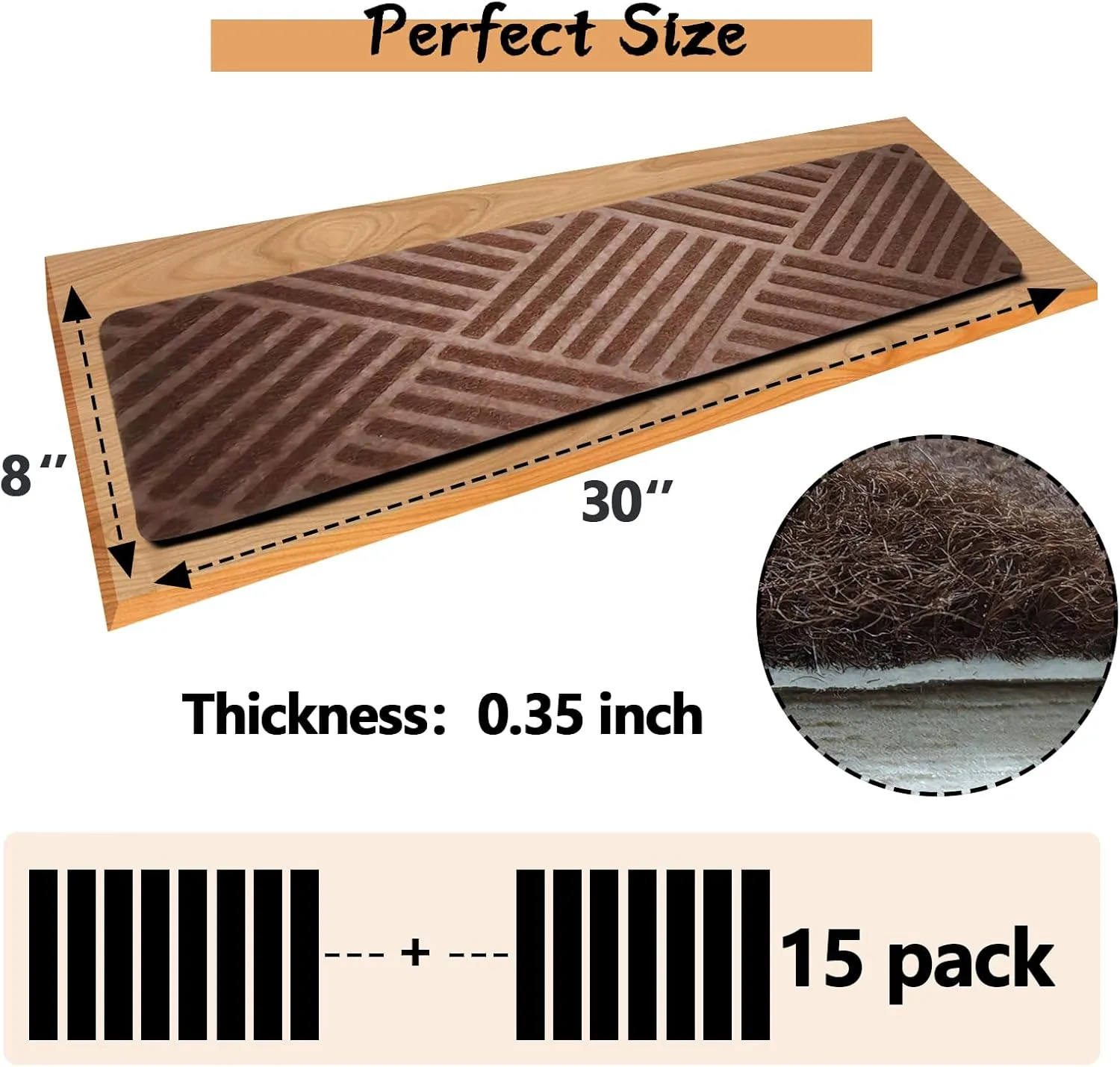 Non Slip Stair Treads for Wooden Steps Indoor15 Pack 8" x 30" Non Slip Carpet Stair Treads with Reusable Adhesive Rubber BackingStaircase Step Treads Carpet Treads for Kids Elders and Pets