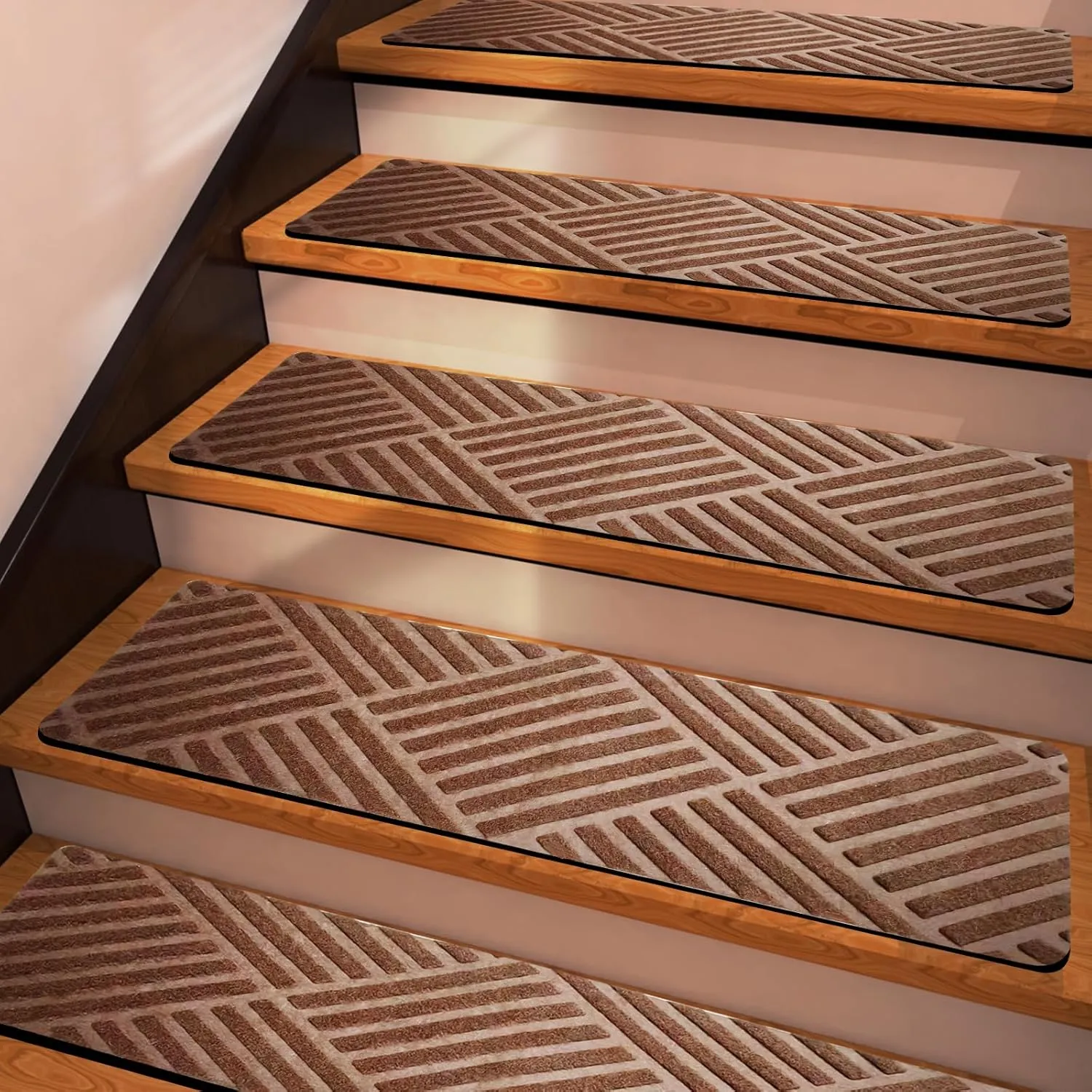 Non Slip Stair Treads for Wooden Steps Indoor15 Pack 8" x 30" Non Slip Carpet Stair Treads with Reusable Adhesive Rubber BackingStaircase Step Treads Carpet Treads for Kids Elders and Pets