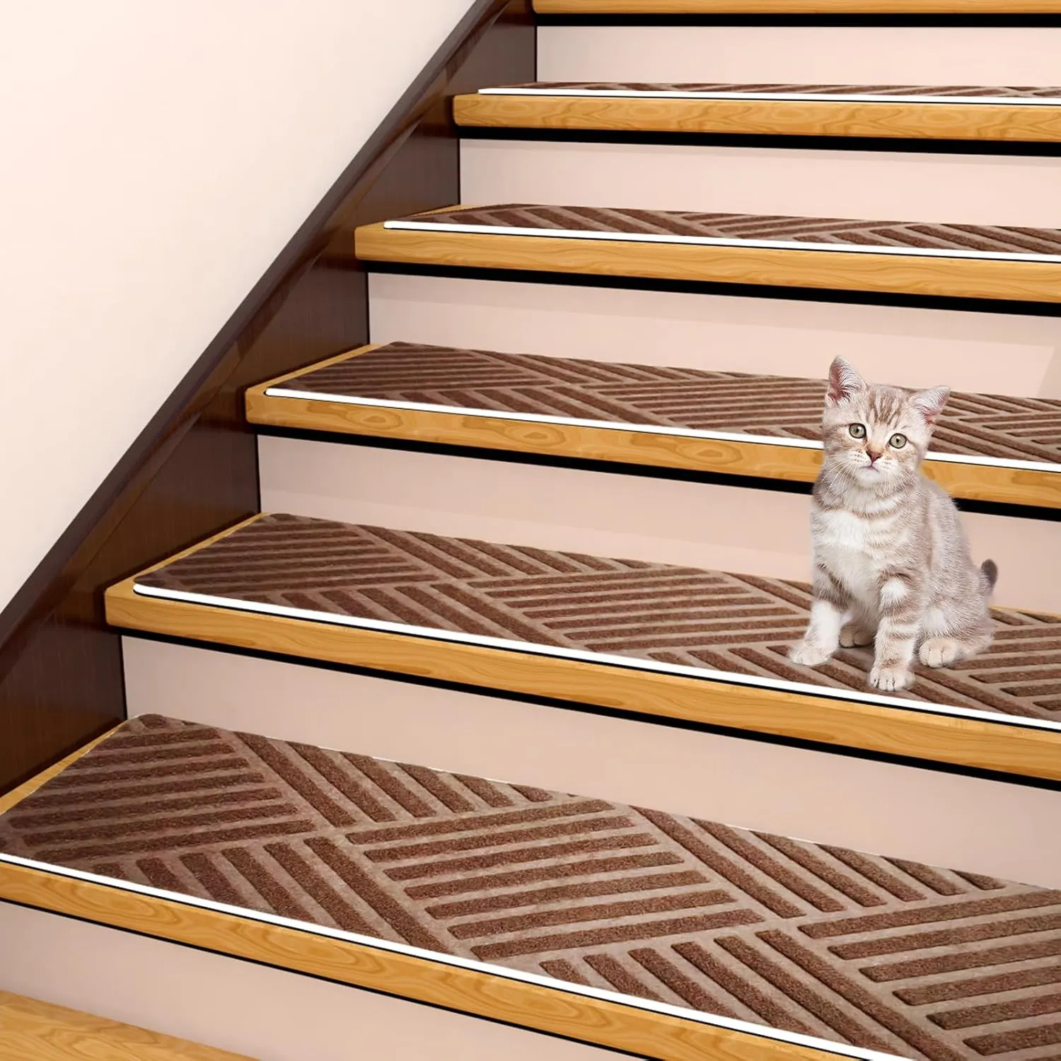 Non Slip Stair Treads for Wooden Steps Indoor15 Pack 8" x 30" Non Slip Carpet Stair Treads with Reusable Adhesive Rubber BackingStaircase Step Treads Carpet Treads for Kids Elders and Pets