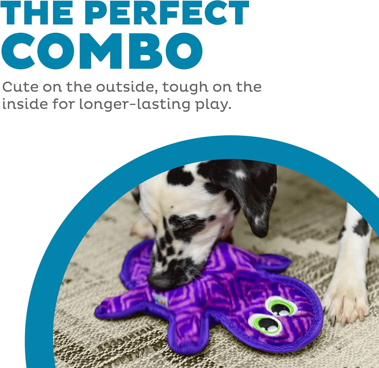 Outward Hound Durablez Stuffing-Free Squeaky Interactive Dog Toy, Tough Plush, Gecko, Purple, Medium