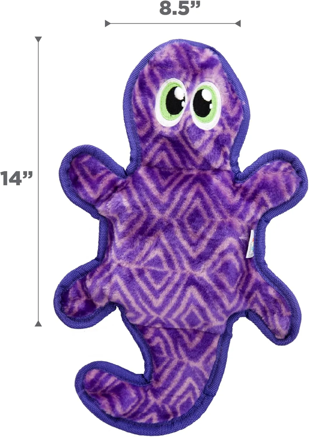 Outward Hound Durablez Stuffing-Free Squeaky Interactive Dog Toy, Tough Plush, Gecko, Purple, Medium