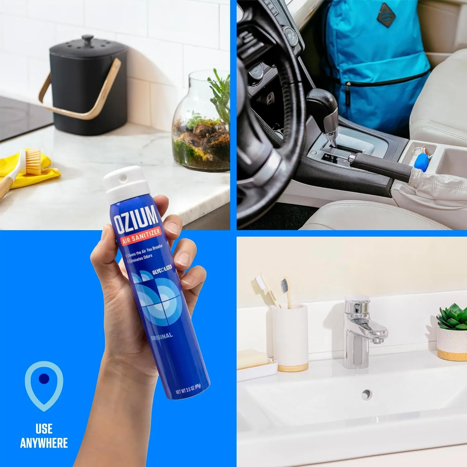 Ozium 3.5 Oz. Air Sanitizer & Odor Eliminator for Homes, Cars, Offices and More, Outdoor Essence Scent, 2 Pack