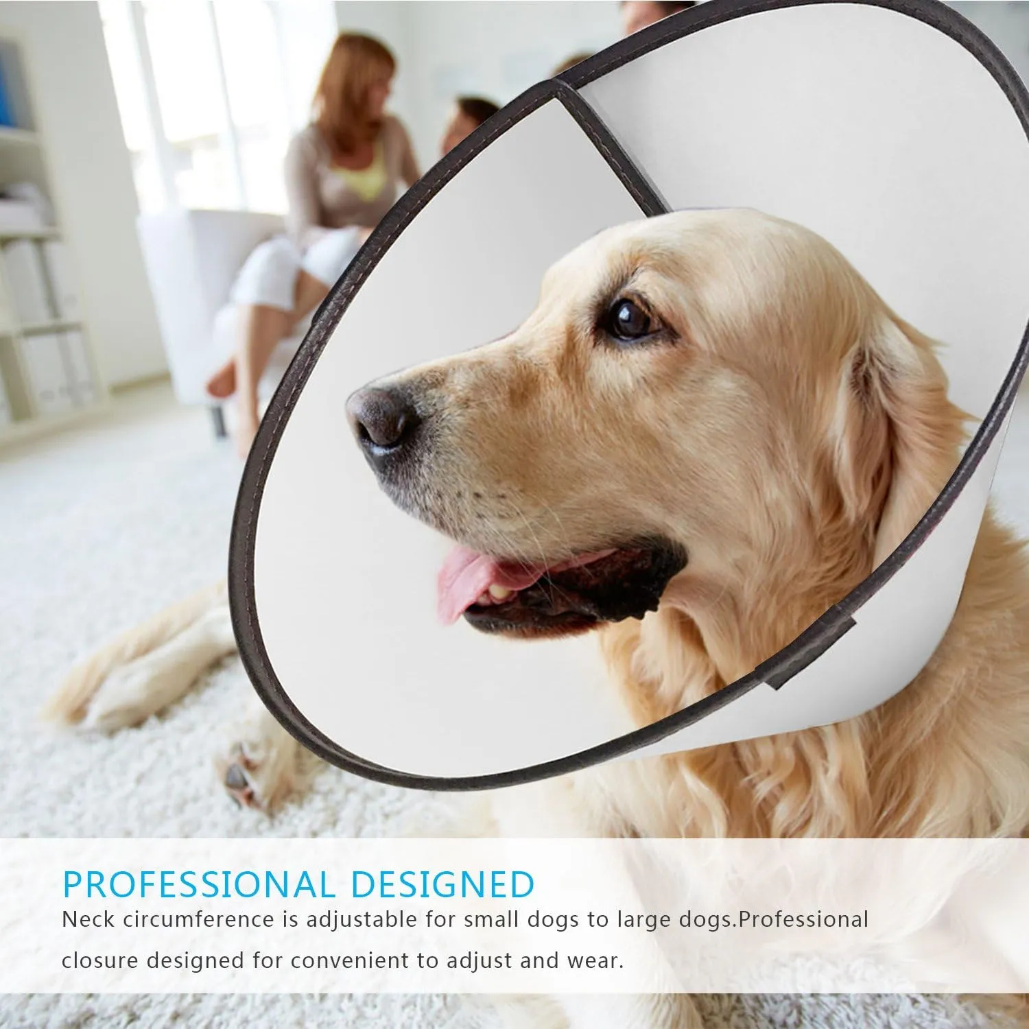 Pet Adjustable Dog Elizabeth Collar - Protective Recovery Cone Collar with Soft Edge for Anti-Bite, Surgery or Wound Healing (White, XL)