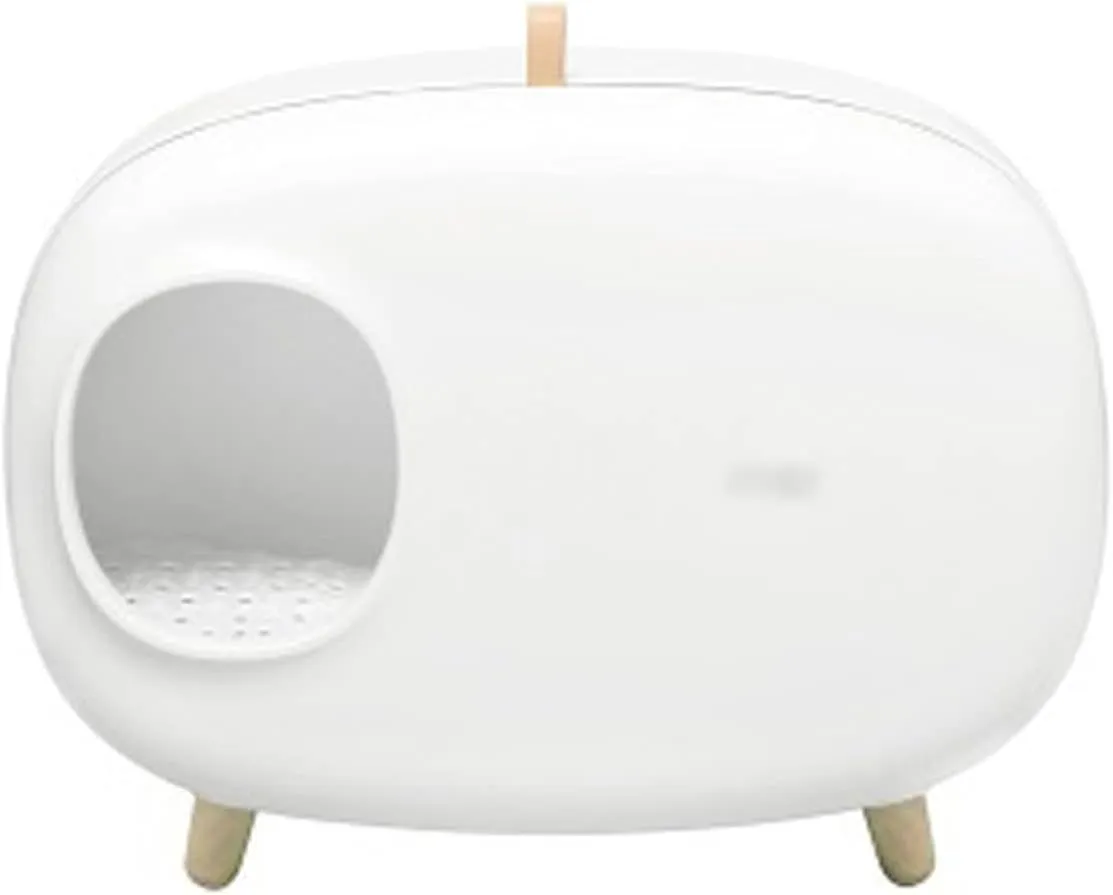 Pet Litter Box Top Cat Litter Box with Scoop and Shield Toilet Durable Detachable Design Semi-Enclosed Pet Cleaning Supplies Litter Box, Easy to Clean Cat Litter Pan (Color : White)