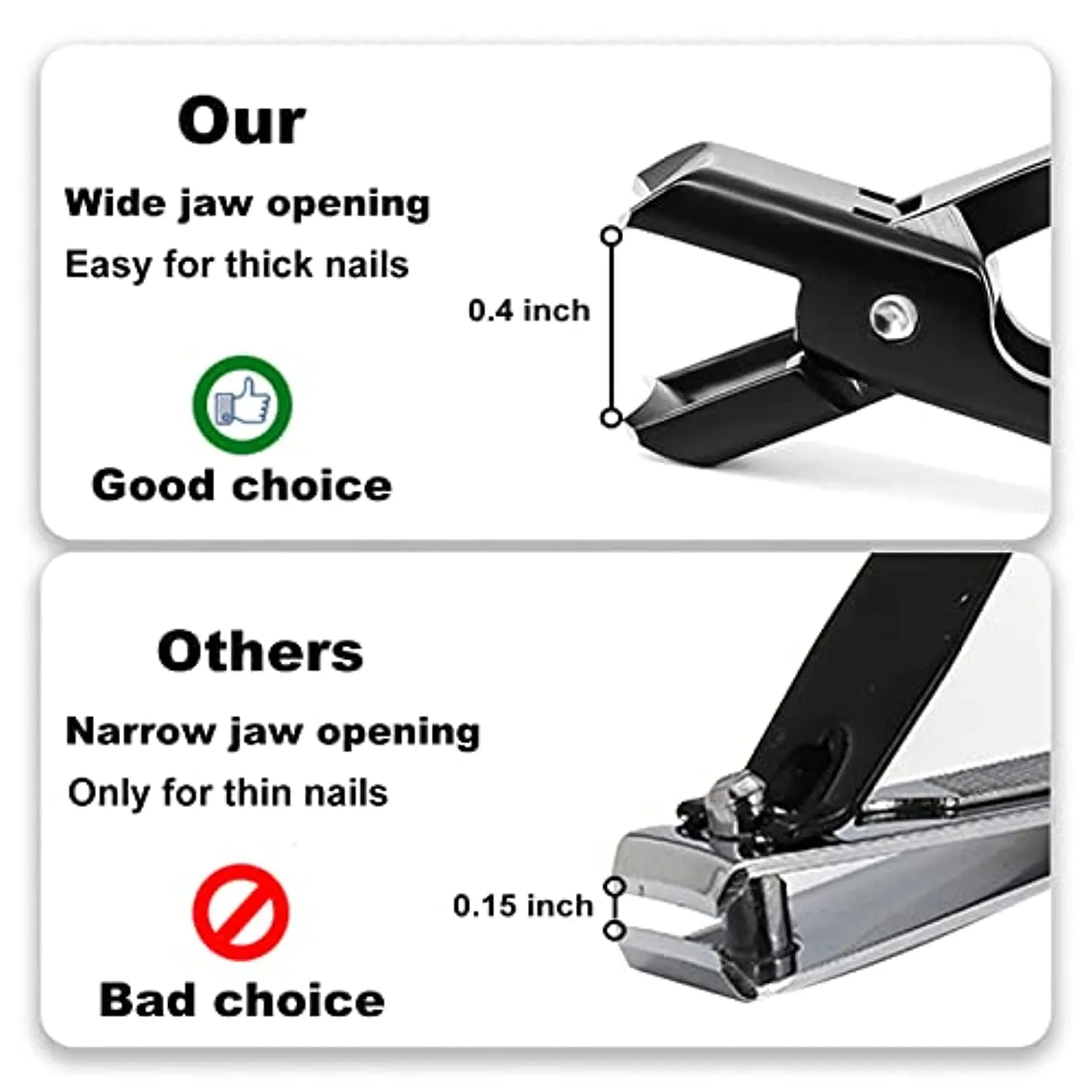 Professional Nail Clippers for Thick Nails, Nail Clippers Anti Splash Fingernail Cutter Stainless Steel Manicure Tools Nail Scissors with Glass Nail File (Black)