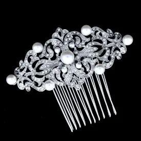 "Jade" - Vintage Pearl and Crystal Bridal Hair Comb
