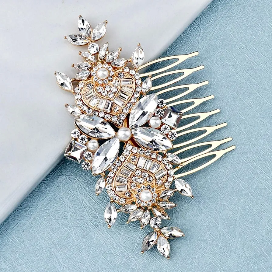"Merida" - Pearl and Crystal Bridal Hair Comb - Available in Gold and Silver